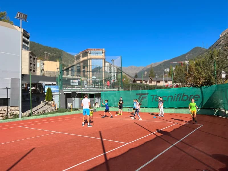 Tennis lesson at the school